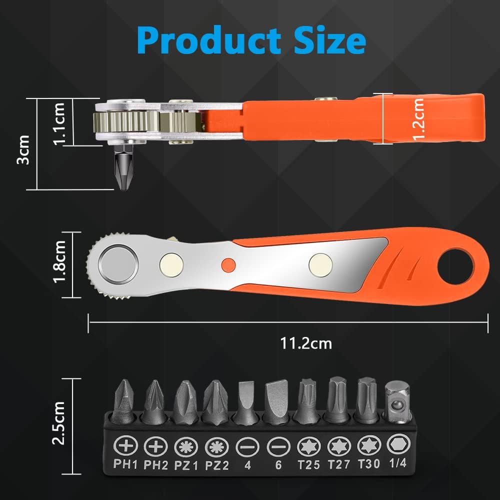 Wkrętak z grzechotką, wkrętak magnetyczny, mini klucz grzechotkowy 1/4