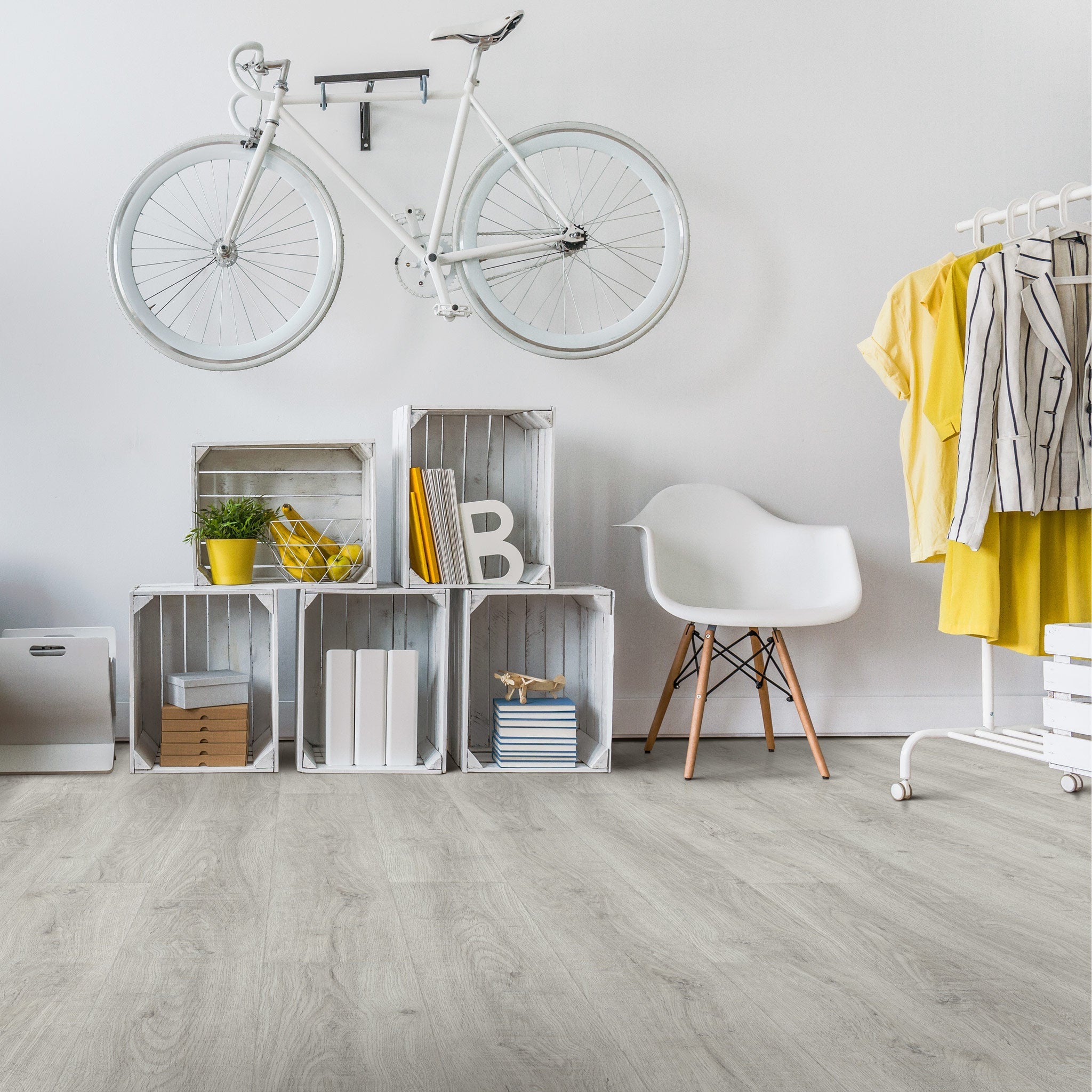 FLOOREVER - Lame PVC clipsable forte - Sous-couche intégrée - 30 Clic Rigid - Épaisseur 5 mm - Chêne Brut de Sciage Clair - 6