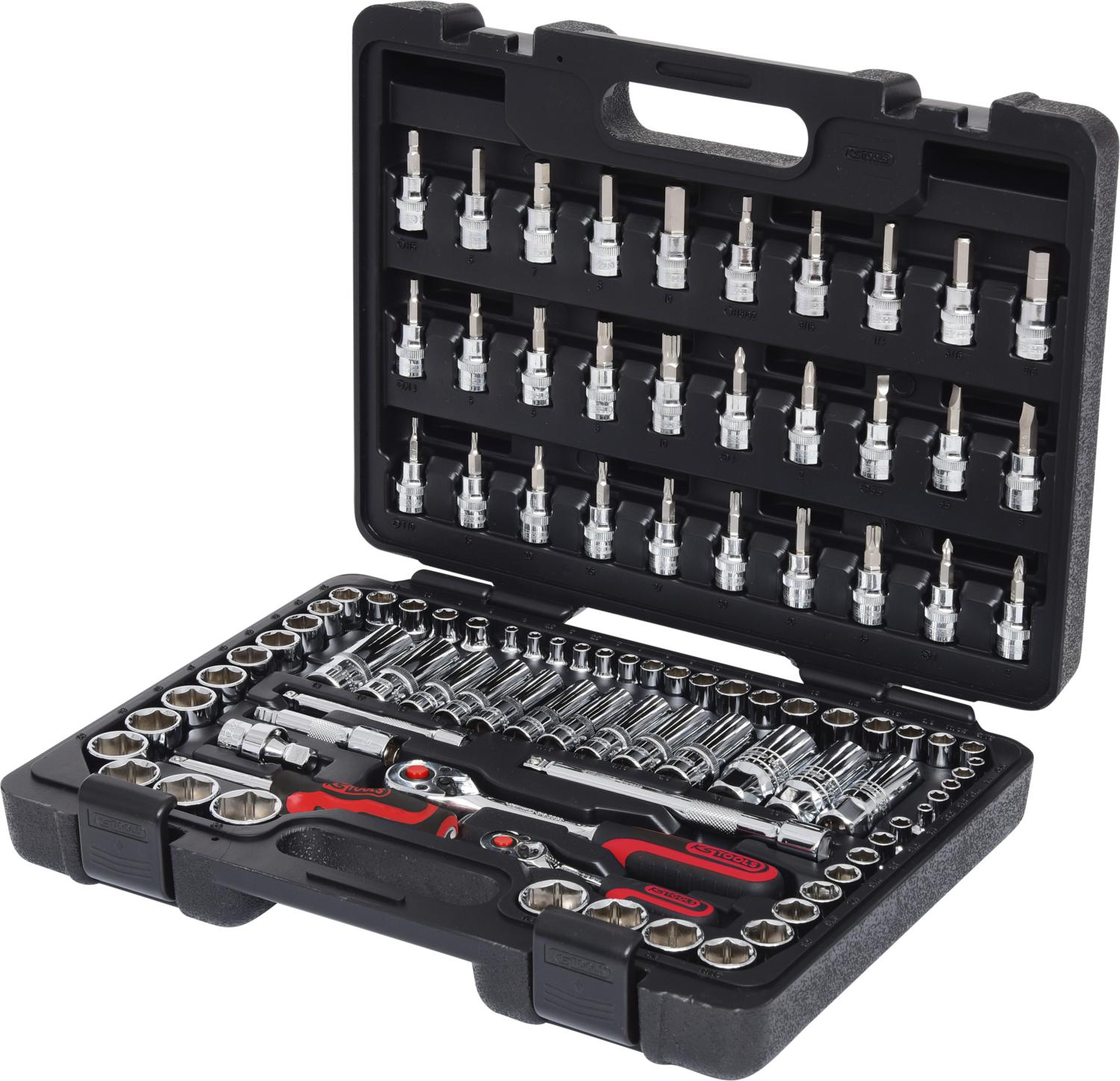 KS TOOLS Coffret Douilles CHROMEplus 102 Pièces, 1/4" Et 1/2", Cliquet 72 Dents, Malle Alu