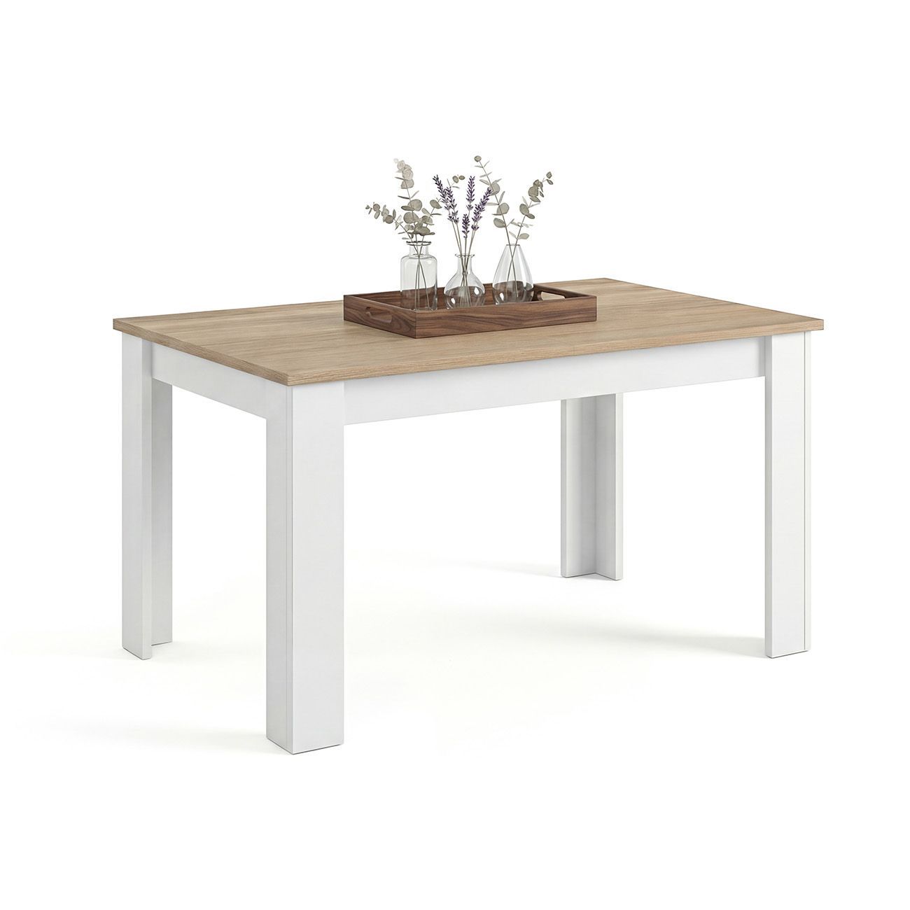 Mesa de jantar extensível 140-190x90 cm Sira Blanco Artik (Blanco Mate) - Roble Canadian 190 x 78 x cm - 4
