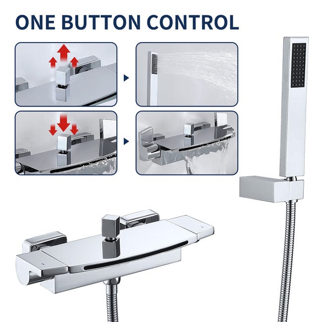 Miscelatore Vasca A Cascata Bianco | Becco Largo A Cascata | Montaggio A Parete | Valvola Ceramica - Foto 7