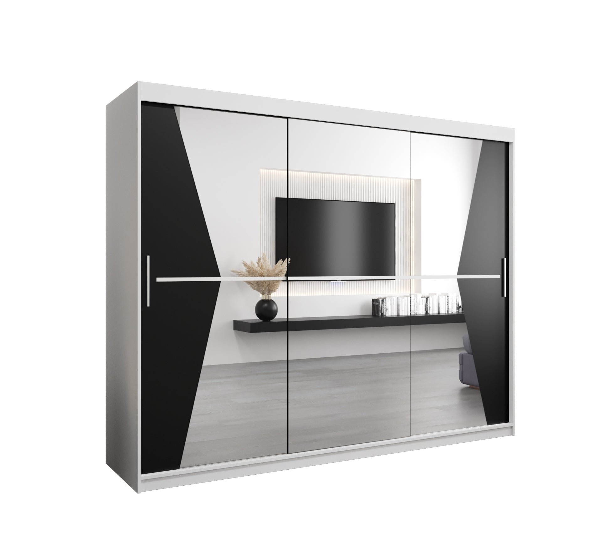 Szafa przesuwna garderoba MAROKO 250 x 62 x 200 cm Biały + Czarny - Abiks Meble