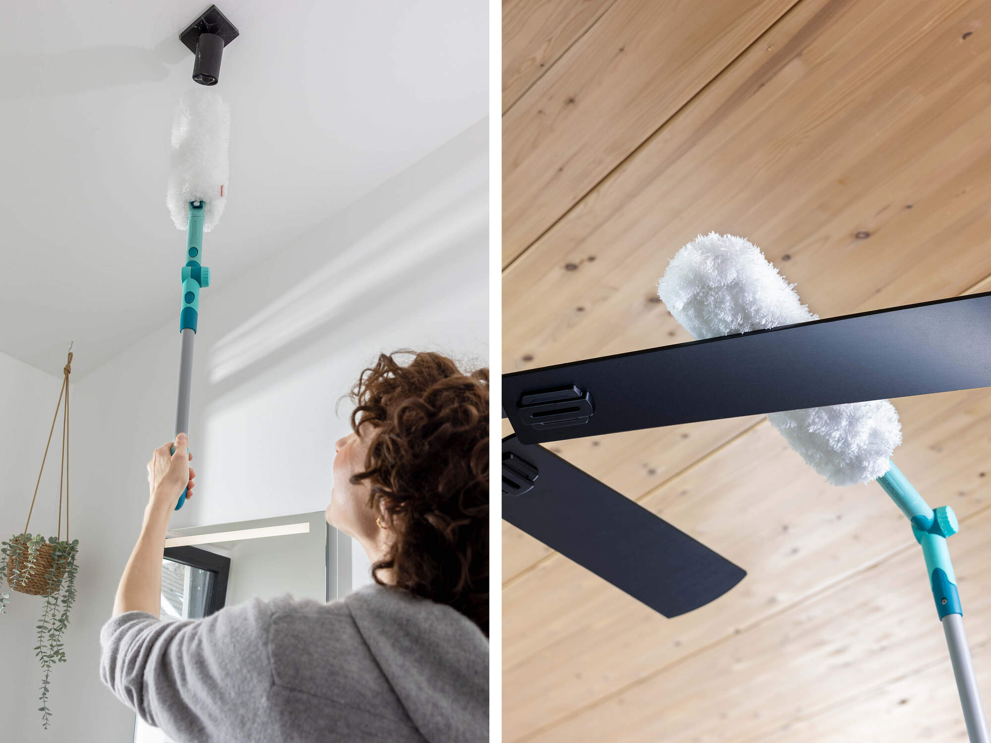 Leifheit plumeau Superduster XL avec manche 41258, housse en microfibre 360° lavable, manche 43cm avec articulation - 2