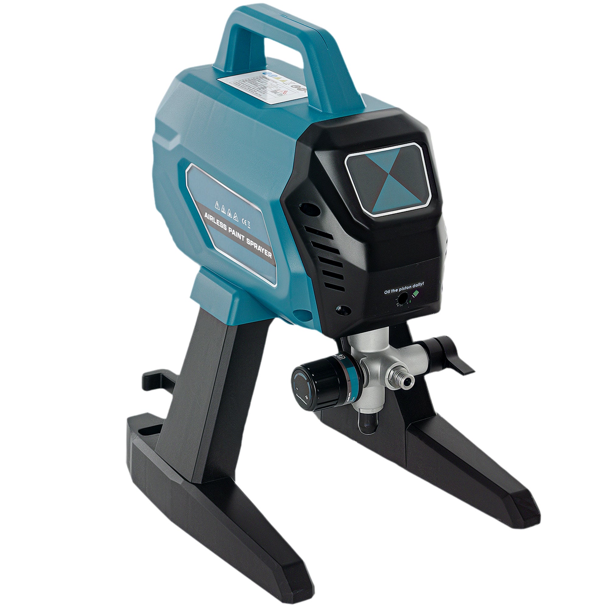 Sistema di verniciatura a spruzzo, pistola elettrica da 700 W, pressione 200 bar, portata 1,5 l/min, dimensioni: 33 x 26 x 41 cm, blu - 2