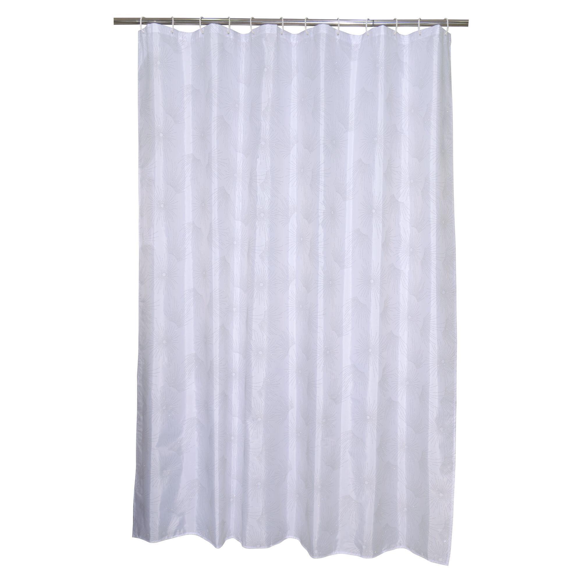 ELEGANCKA biała zasłona prysznicowa z kryształkami 180 x 200 cm - SENSEA