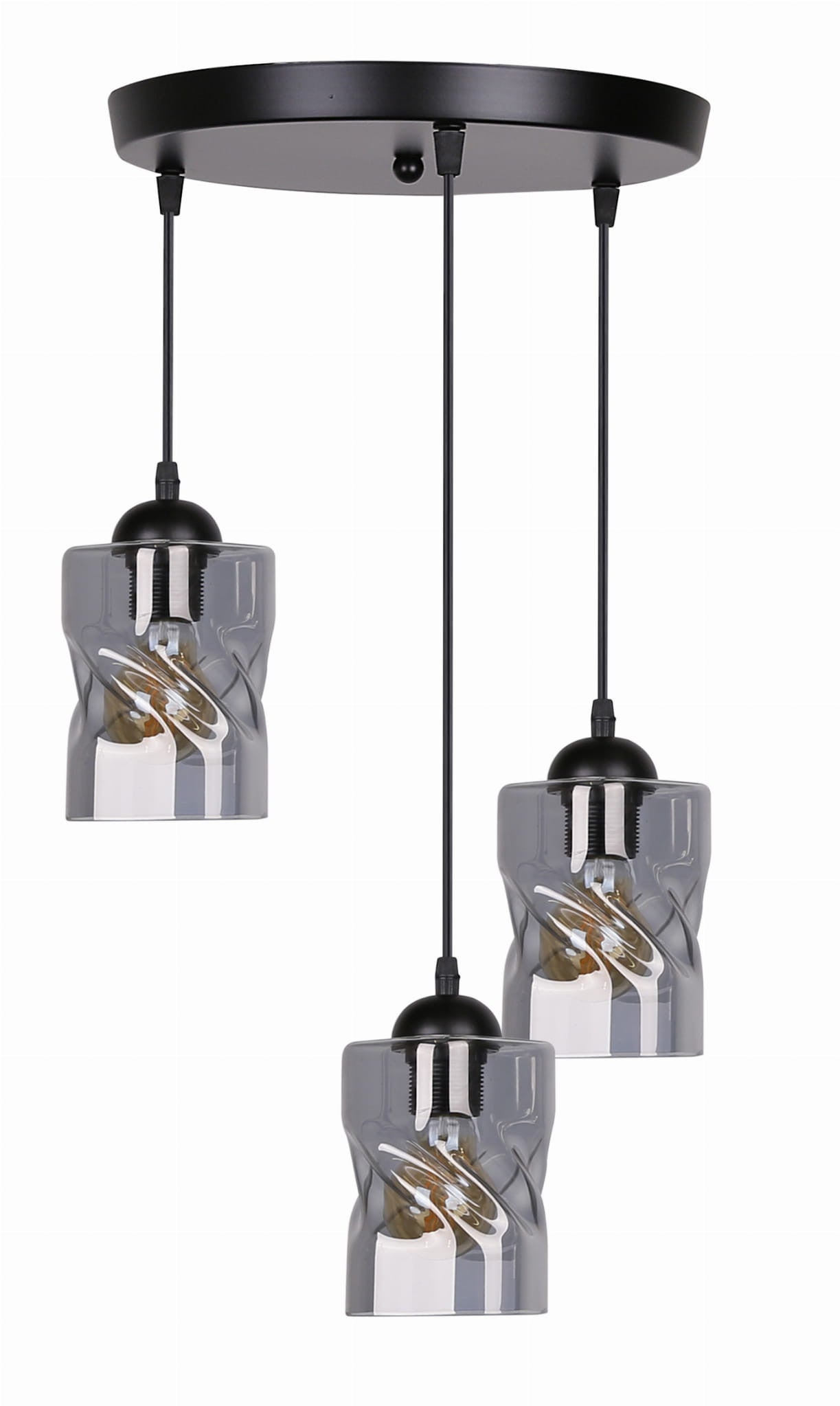 Lampa wisząca Felis czarno-szara 3xE27x60W wym: 90 x 35 x 35 cm szkło Candellux