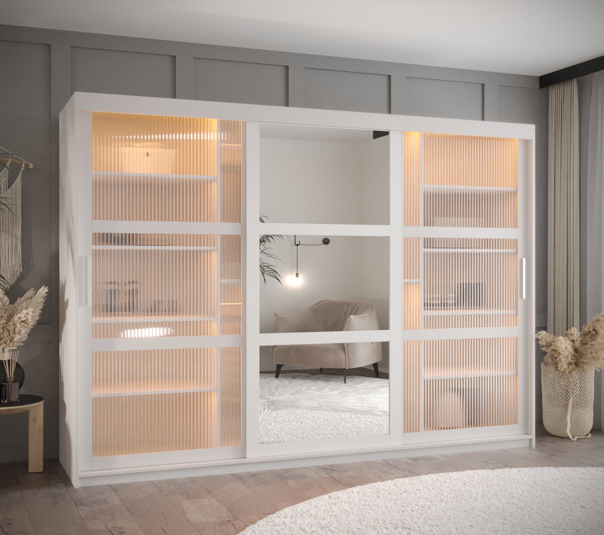 Szafa przesuwna Flutes 2 250 x 62 x 200 biały - 2
