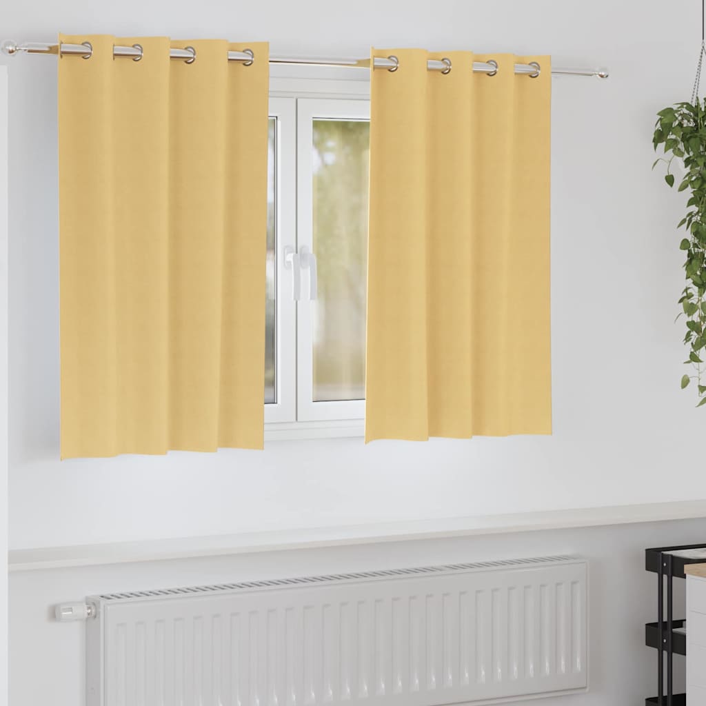 Firany blackout z kółkami 2 pcs Beżowy 140 x 140 cm Poliester vidaXL