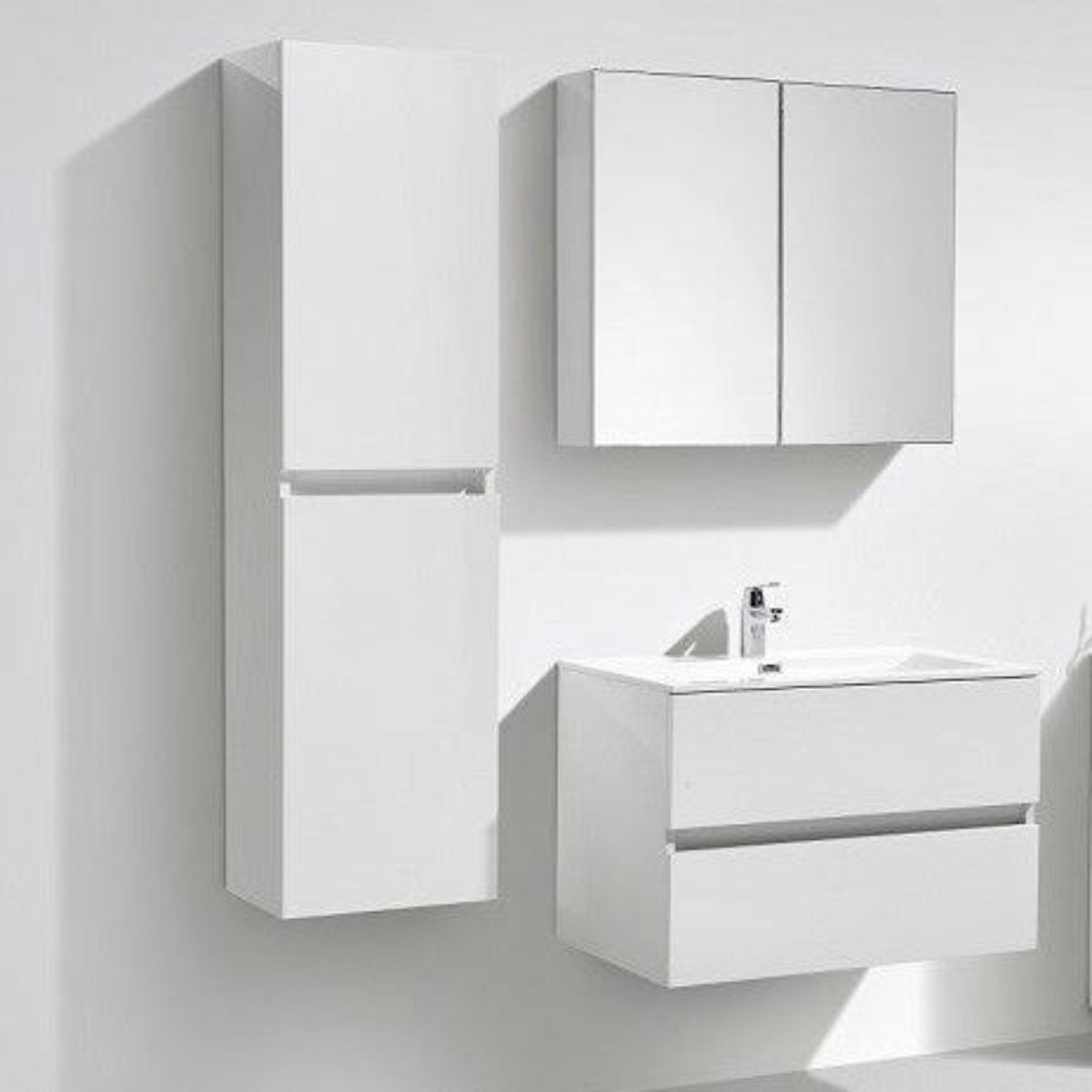 Meuble salle de bain design simple vasque SIENA largeur 80 cm blanc laqué - 7