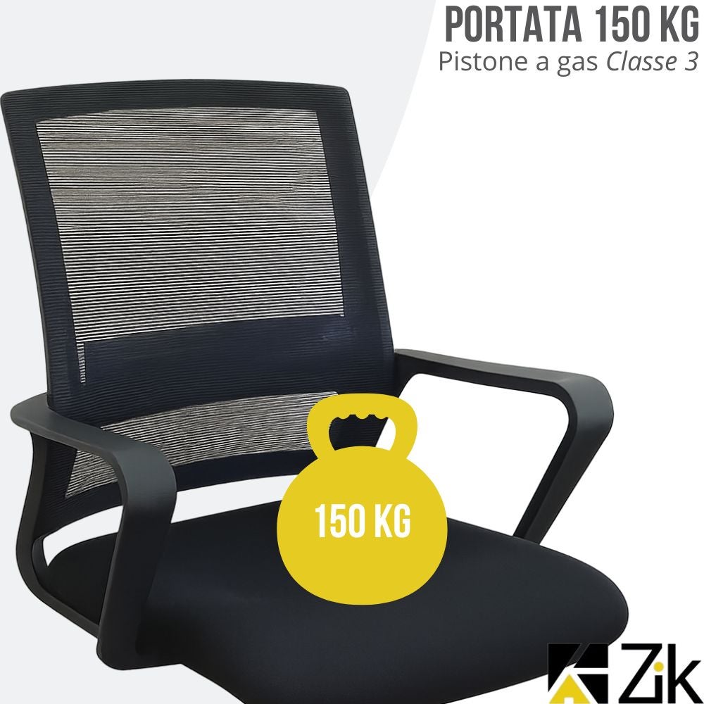 Chaise de Bureau Ergonomique Support Lombaire, Ajustable et Respirant, Noir - ZIK - 7