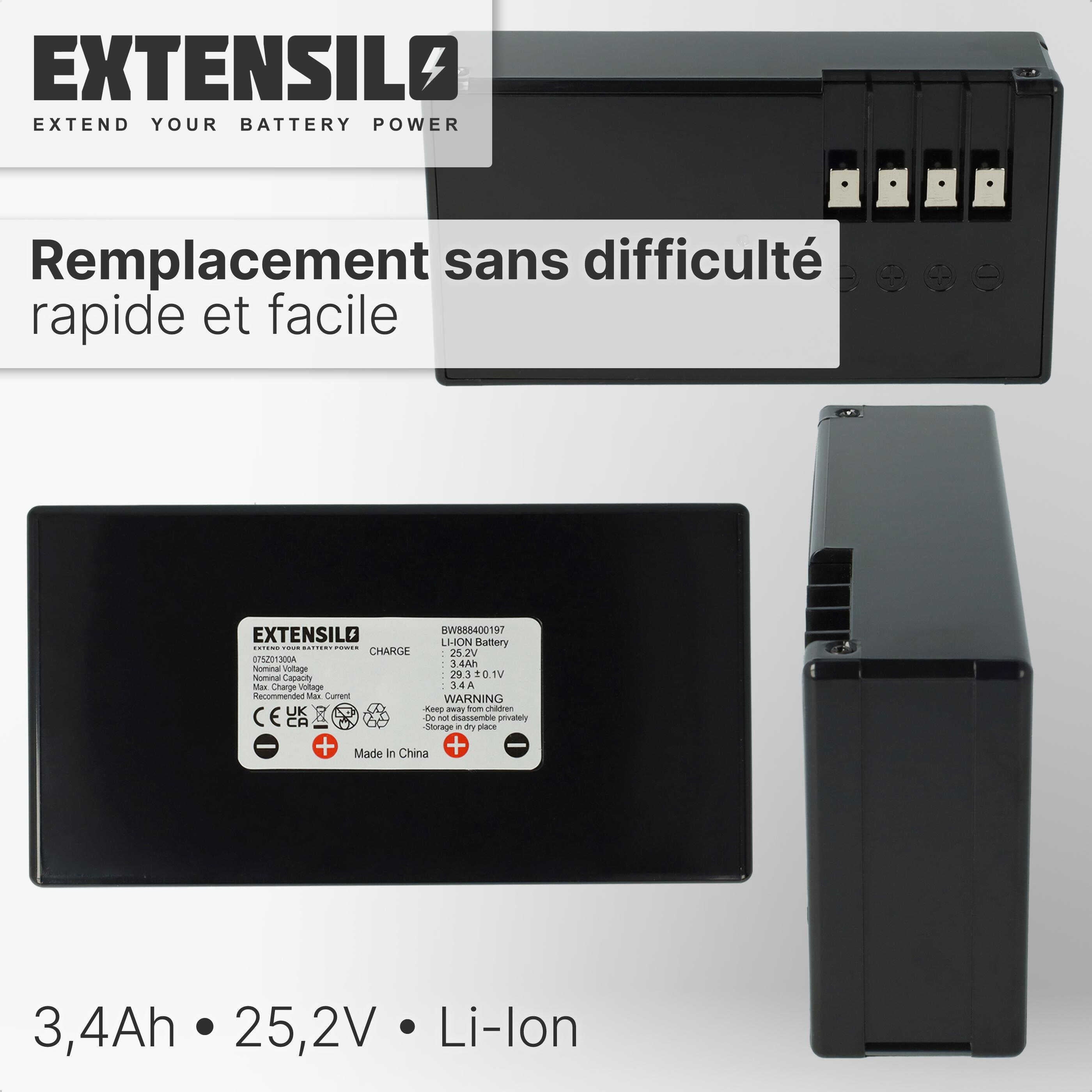 EXTENSILO Batterie compatible avec Alpina AR1 500 robot tondeuse (3400mAh, 25,2V, Li-ion) - 4