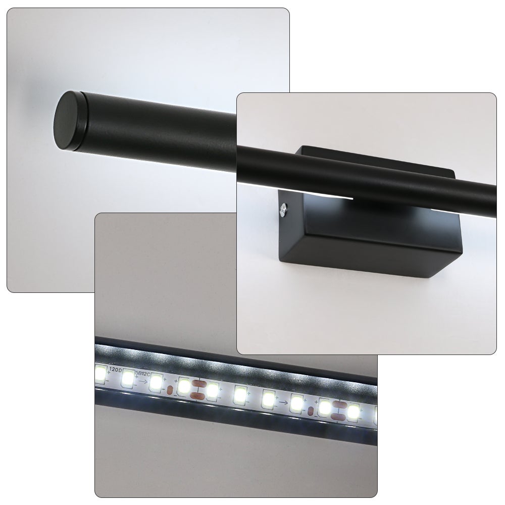 COMELY Applique Murale LED Moderne 8W 900 lm, Barre Lumineuse Verticale Noire 60 cm, Éclairage Blanc Froid 6500K pour Couloir, Salon, Escalier - 6