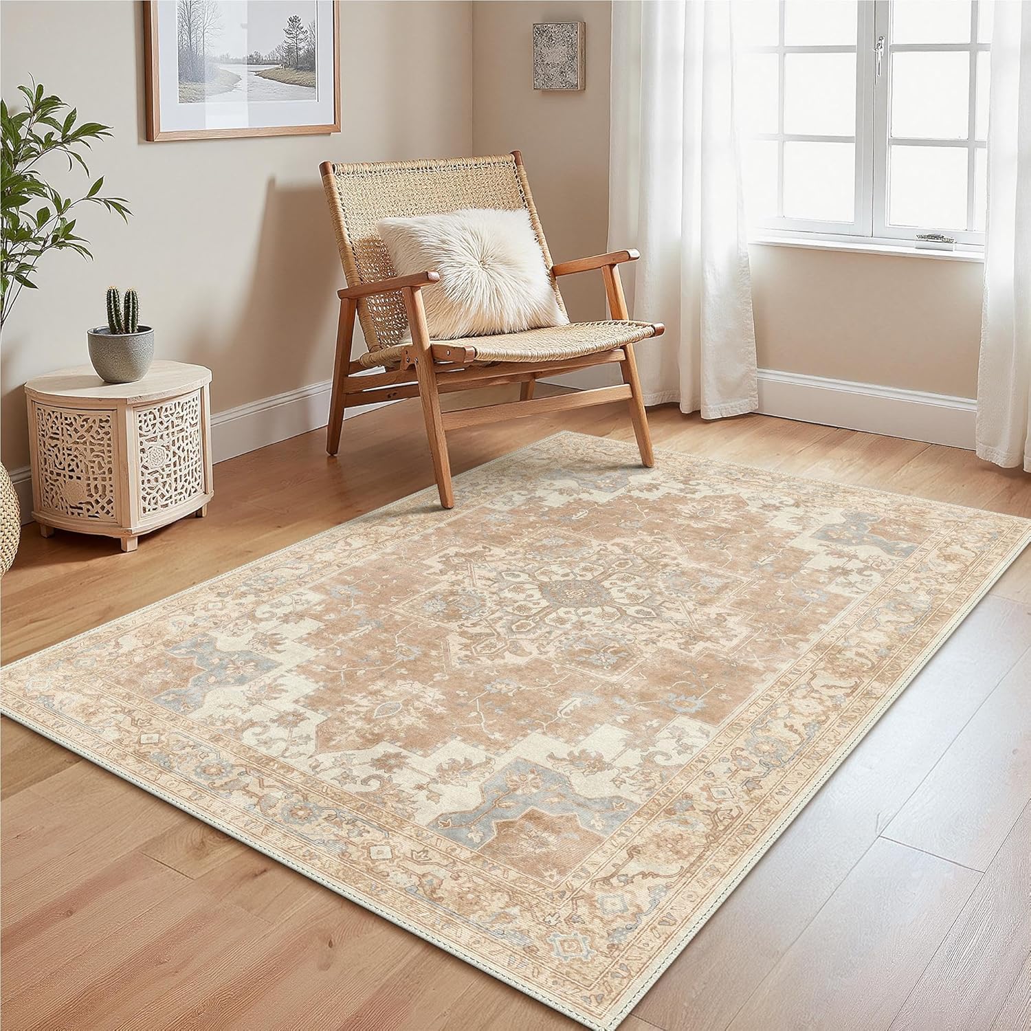 1 Dywan do salonu w kolorze brązu vintage, 40 x 60 cm, antypoślizgowy spód, zmywalny, krótki włos, odpowiedni do kuchni, jadalni, biur i sypialni