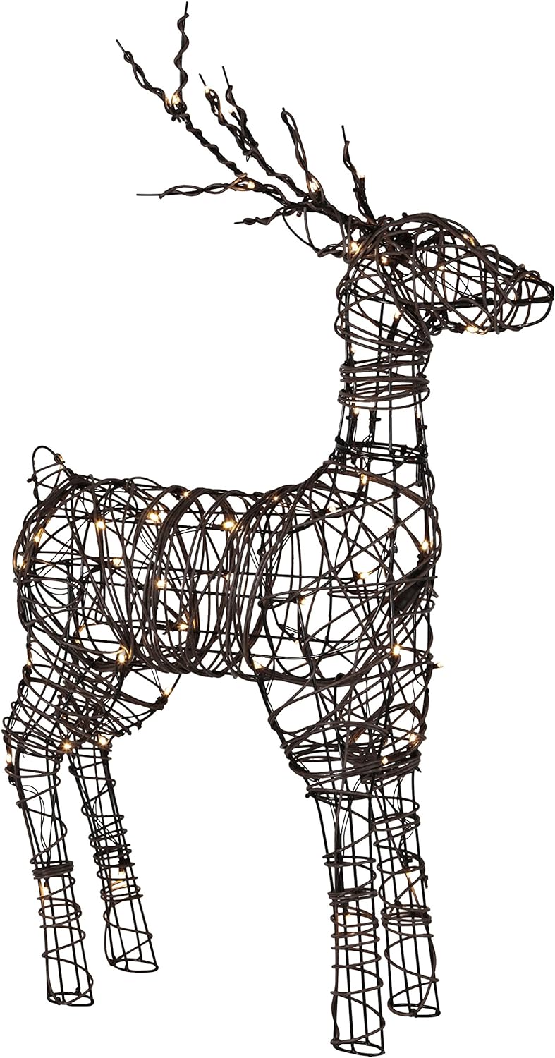 Star Trading LED Reindeer Vixen od Star Trading, dekoracyjna lampka świąteczna z brązowego drutu do wnętrz i na zewnątrz, ciepła biel, z kablem
