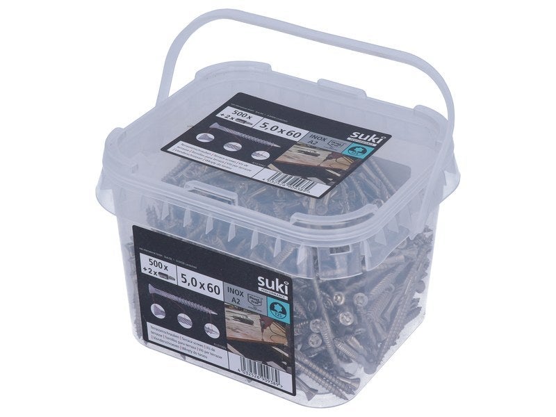 Confezione da 500 viti per terrazzo SUKI testa svasata in acciaio inox, Ø5 x L.60 mm - 2