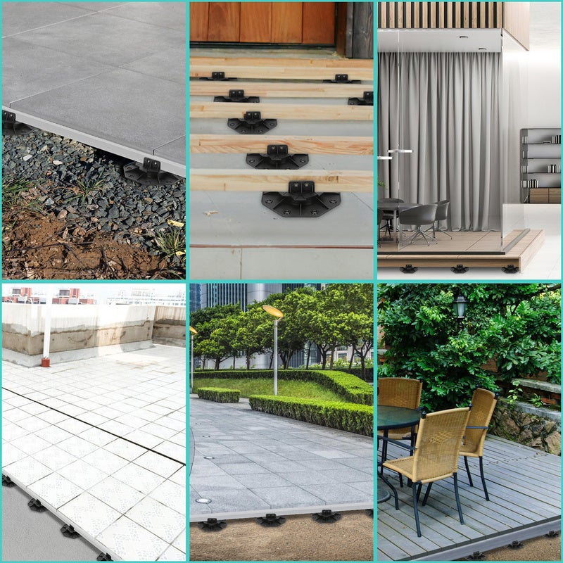 50x Plot réglable Plot terrasse dalle réglable - Taille:18-30 mm - pour terrasse support pied lambourde bois - Carton de 50 plots - 9