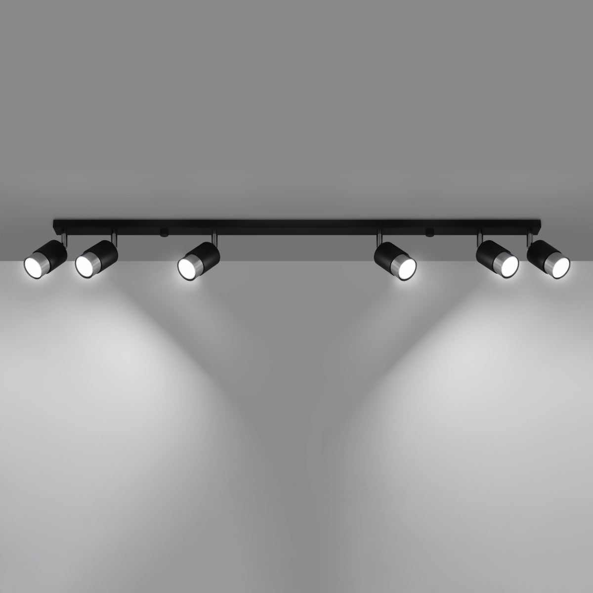 Plafon ALVOR 6 czarny/chrom LED 3000K - 117x5x18cm Sollux