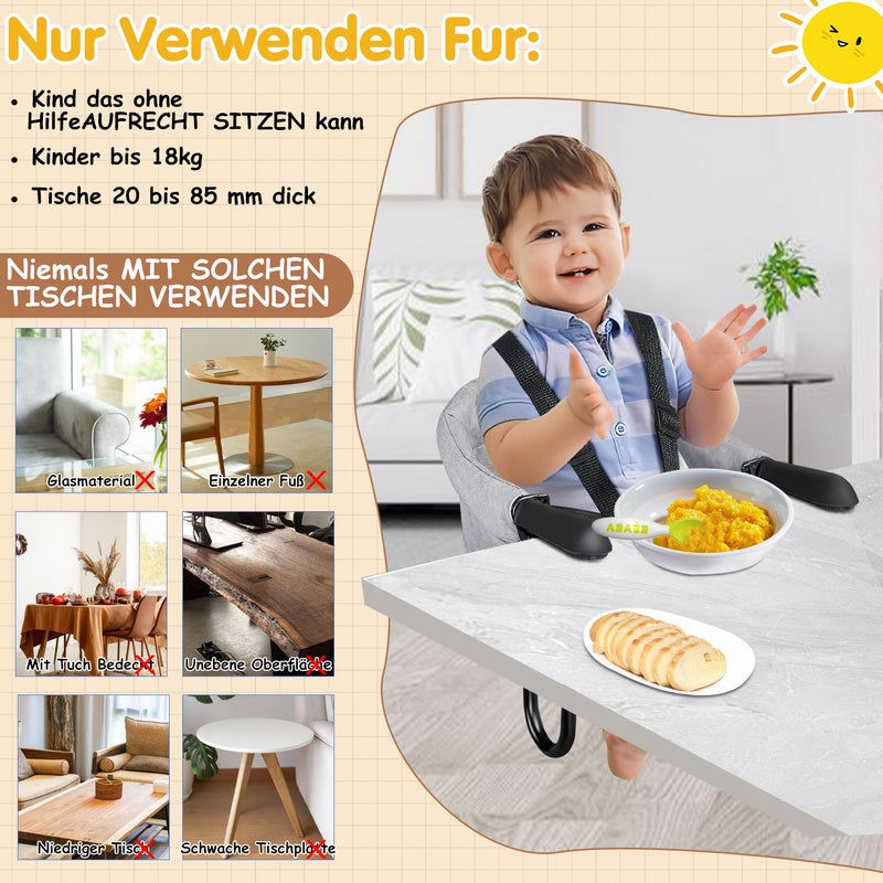 Siège de table bébé 6-36 mois Rehausseur de siège Chaise bébé Siège bébé pliable Booster pour tables de 2-8cm d'épaisseur - 4