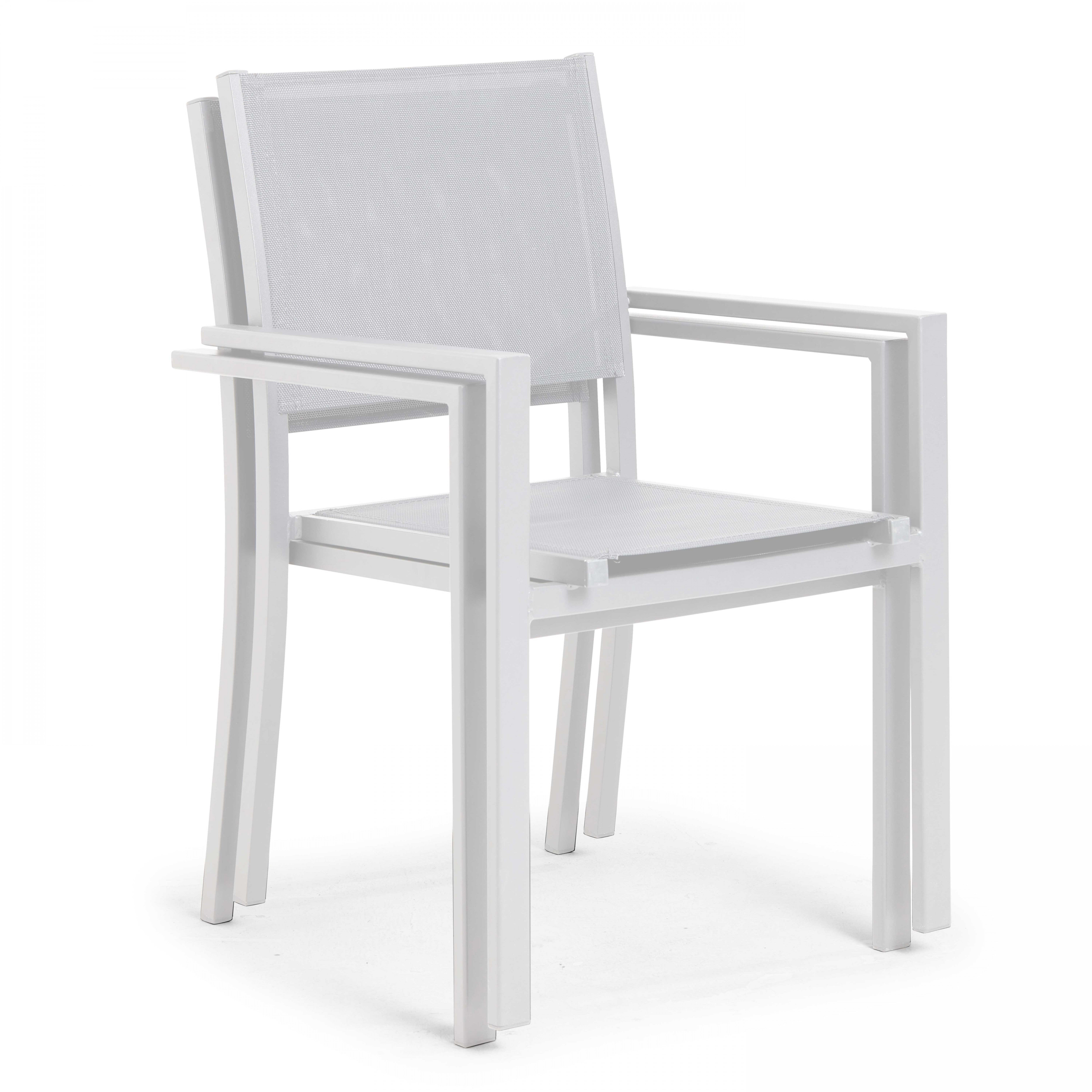 Fauteuil de jardin aluminium et textilène blanc - 4