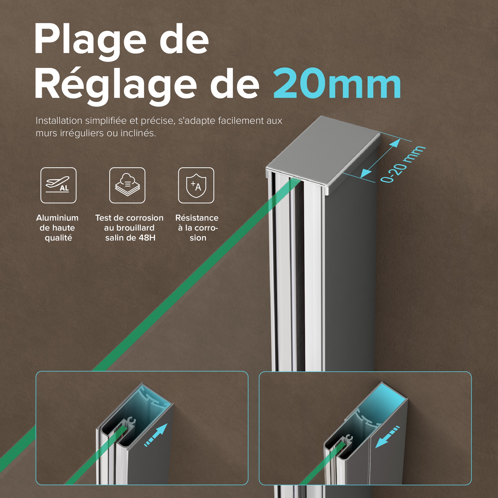 doporro Paroi de Baignoire 70x120x140cm Pare Baignoire Fixe Plus 2 Volets Montage Réversible Verre Trempé Transparent 6mm Cortona113 - 4