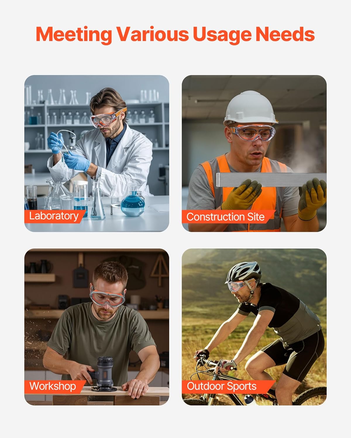 Lunettes de sécurité antibuée et anti-poussière - fabriquées avec des verres en polycarbonate - adaptées aux chantiers de construction - orange. - 4