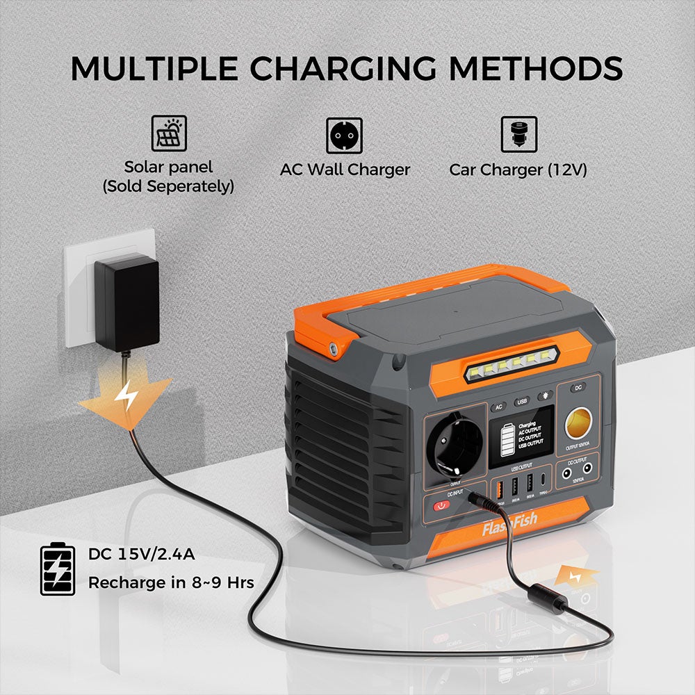 Station d'Énergie Portable Flashfish P66 300W, 231Wh, Onduleur Sinus Pur, Recharge Solaire, Lampe de Secours - 3