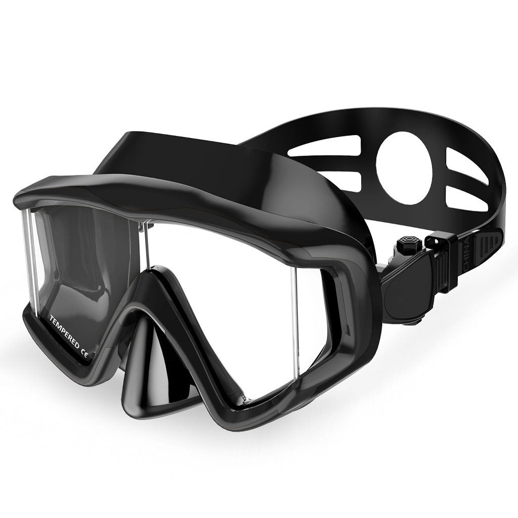 Maschera subacquea Occhialini da nuoto Scuba Snorkel Gonna in silicone Vetro temperato Panoramico HD per giovani adulti Antiappannamento con copertura