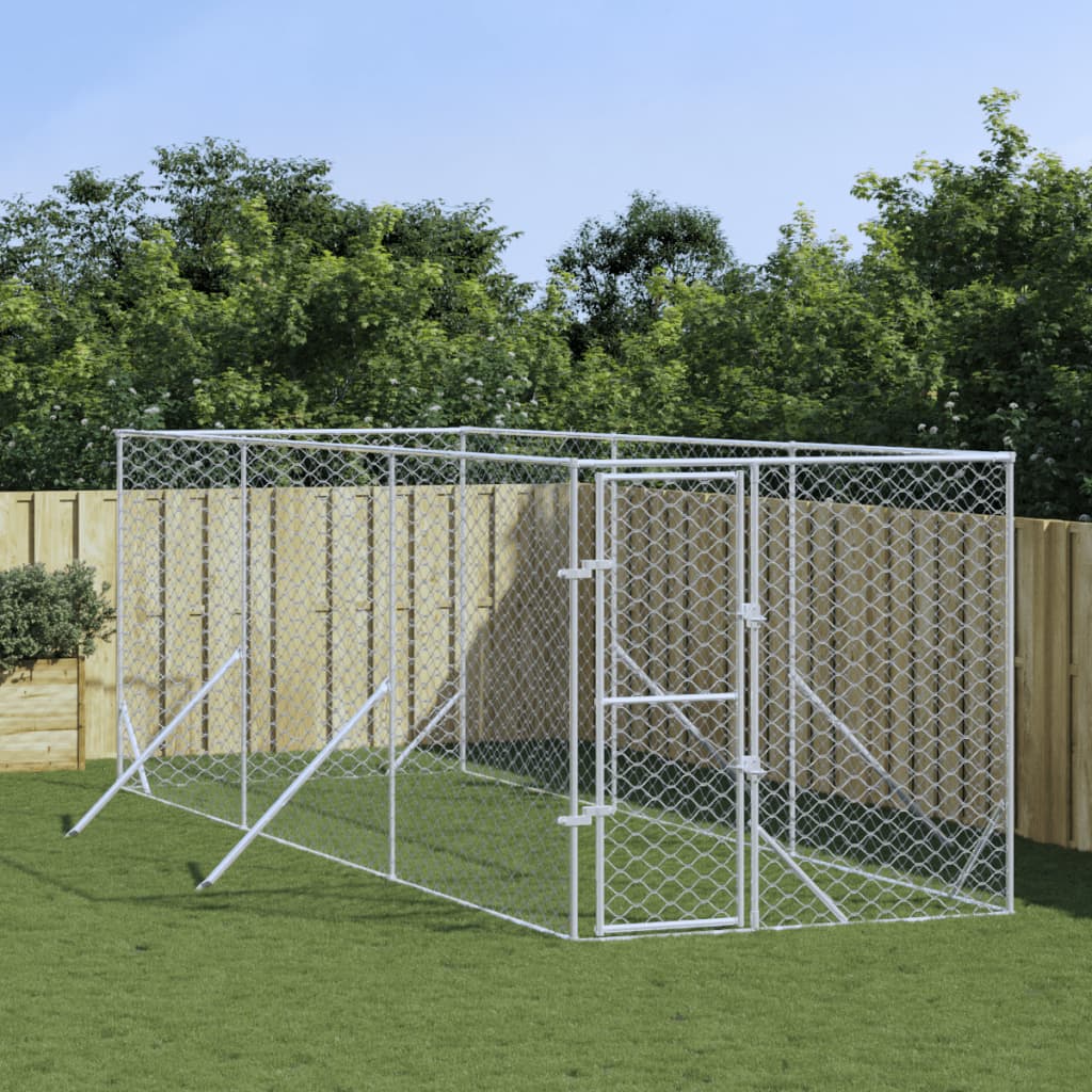 Kojec zewnętrzny dla psa, srebrny, 2x6x2 m, stal galwanizowana vidaXL