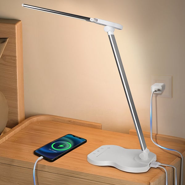 Lámpara de escritorio LED con 5 colores y 10 niveles de brillo, lámpara de lectura con temporizador de 45 minutos, lámpara de mesa LED táctil - 9