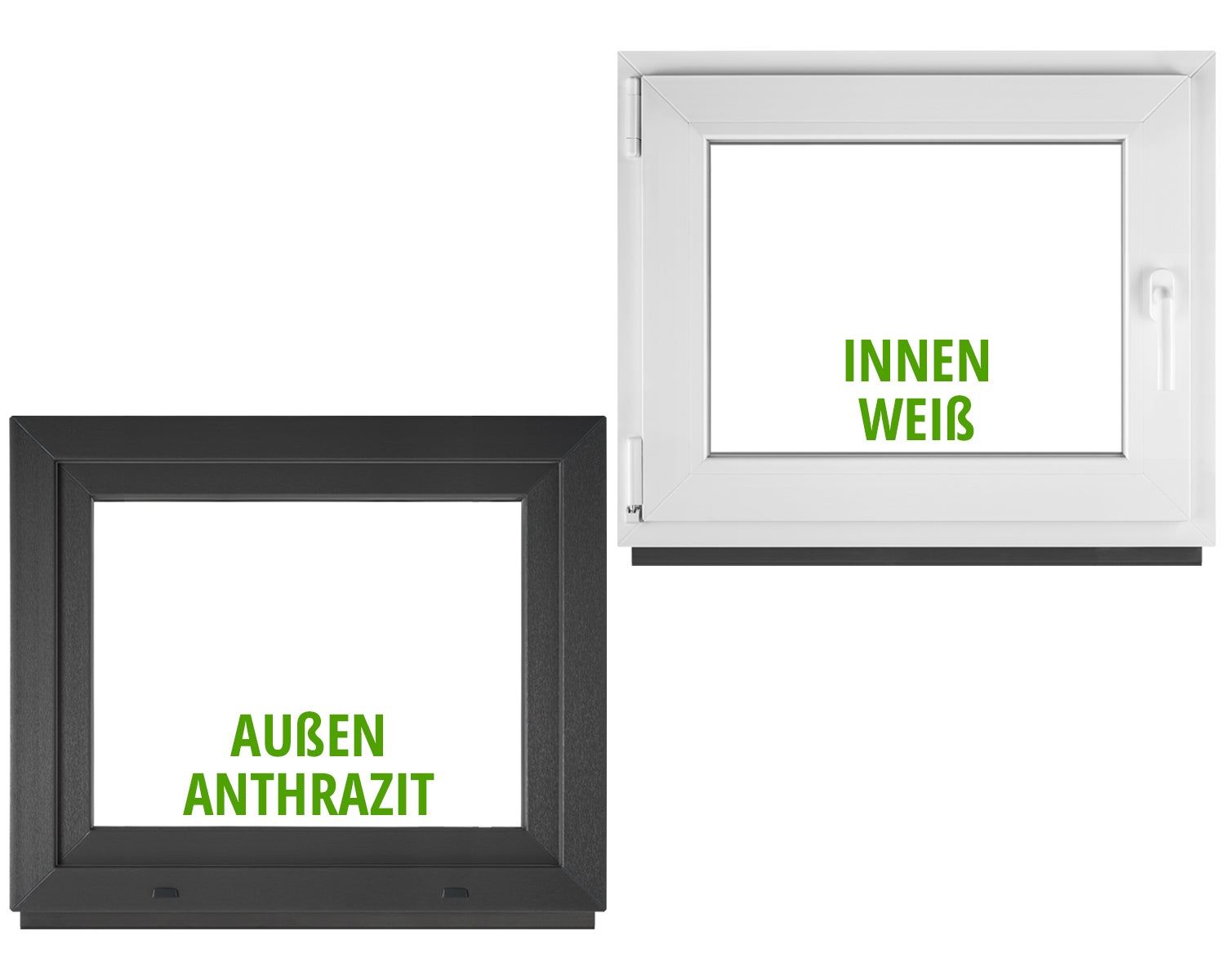 Ventana pvc bauplaza 70 x 50 cm (ancho x alto) oscilobatiente apertura izquierda – antracita exterior / blanco interior – doble acristalamiento