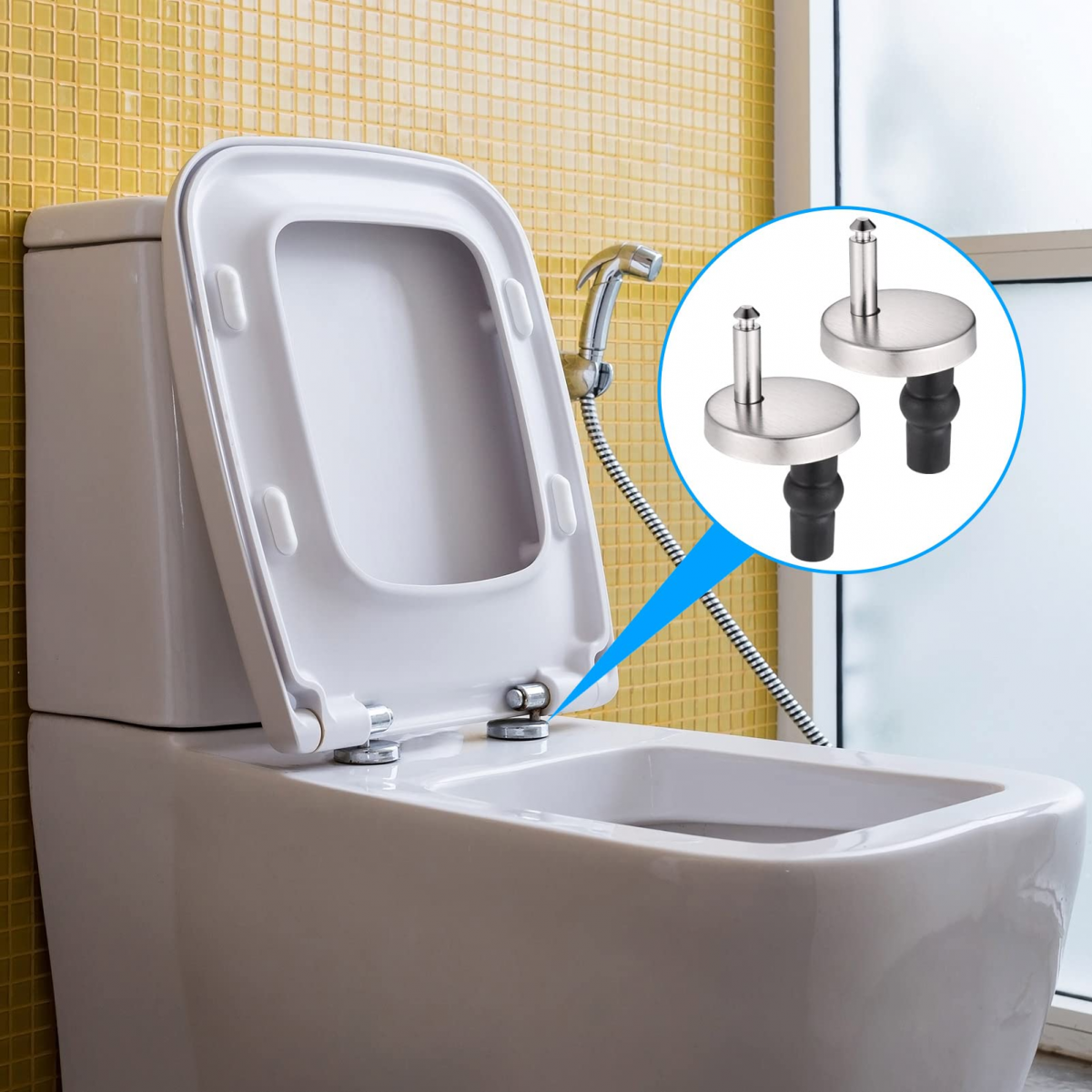 2Pcs Fixation Abattant WC,Charnières Siège de Toilette Universelles à Dégagement Rapide,Kit de Fixation Abattant Wc Toilette Siège avec Vis - 3