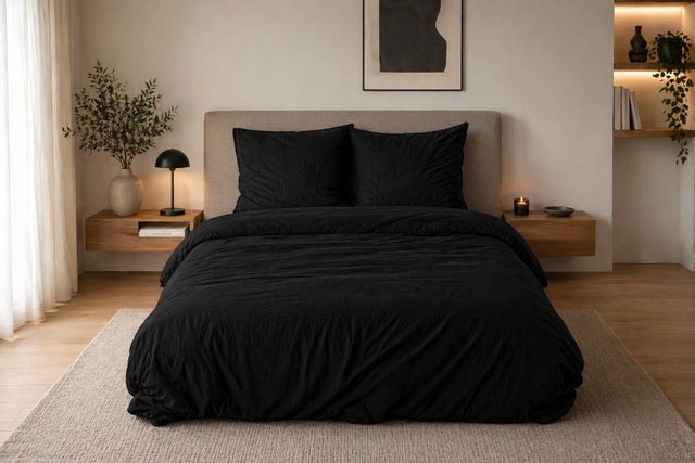 Parure de lit UNI Micro Lavée - 140x200 / Noir