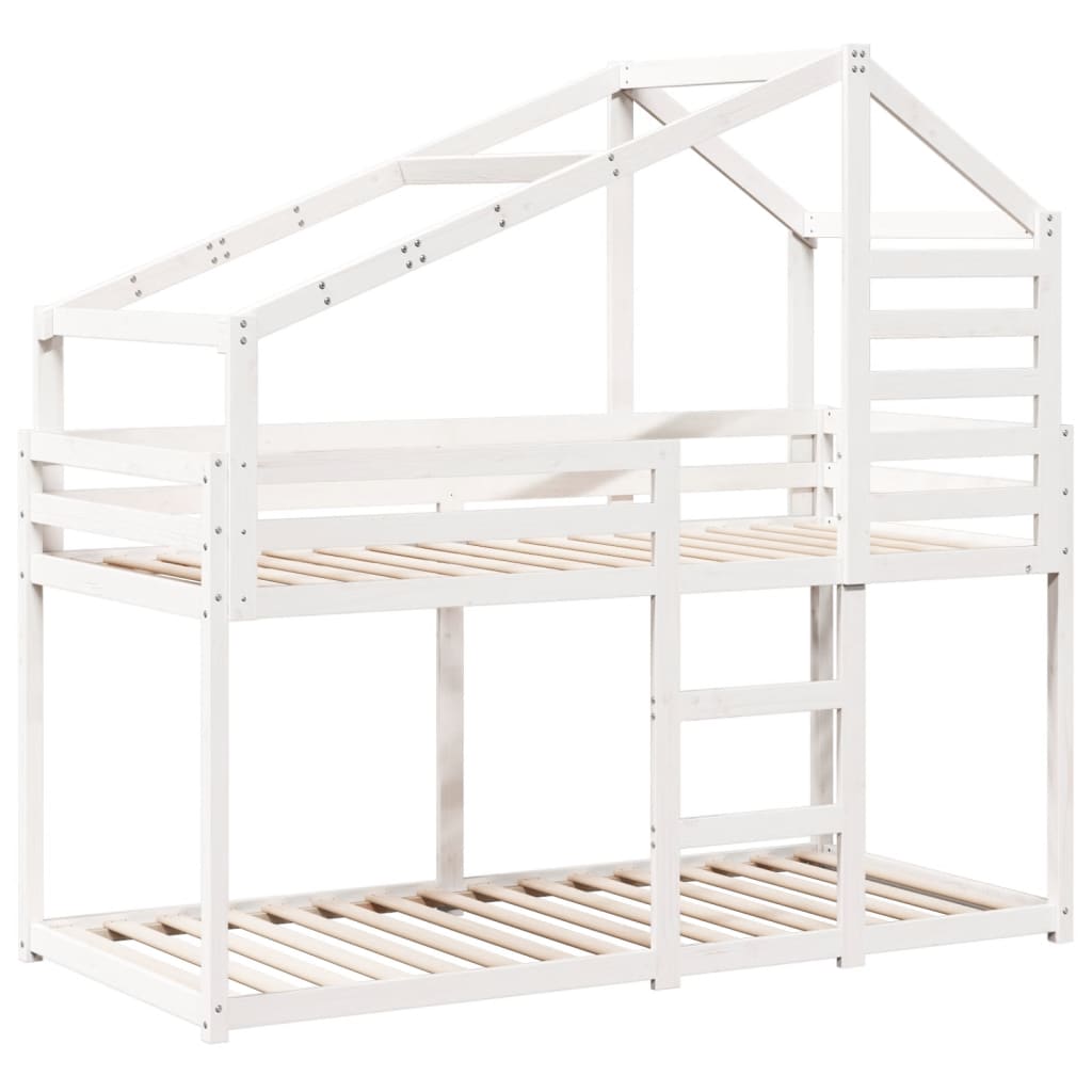 Lit superposé avec toit blanc 90x190 cm bois massif de pin - 3