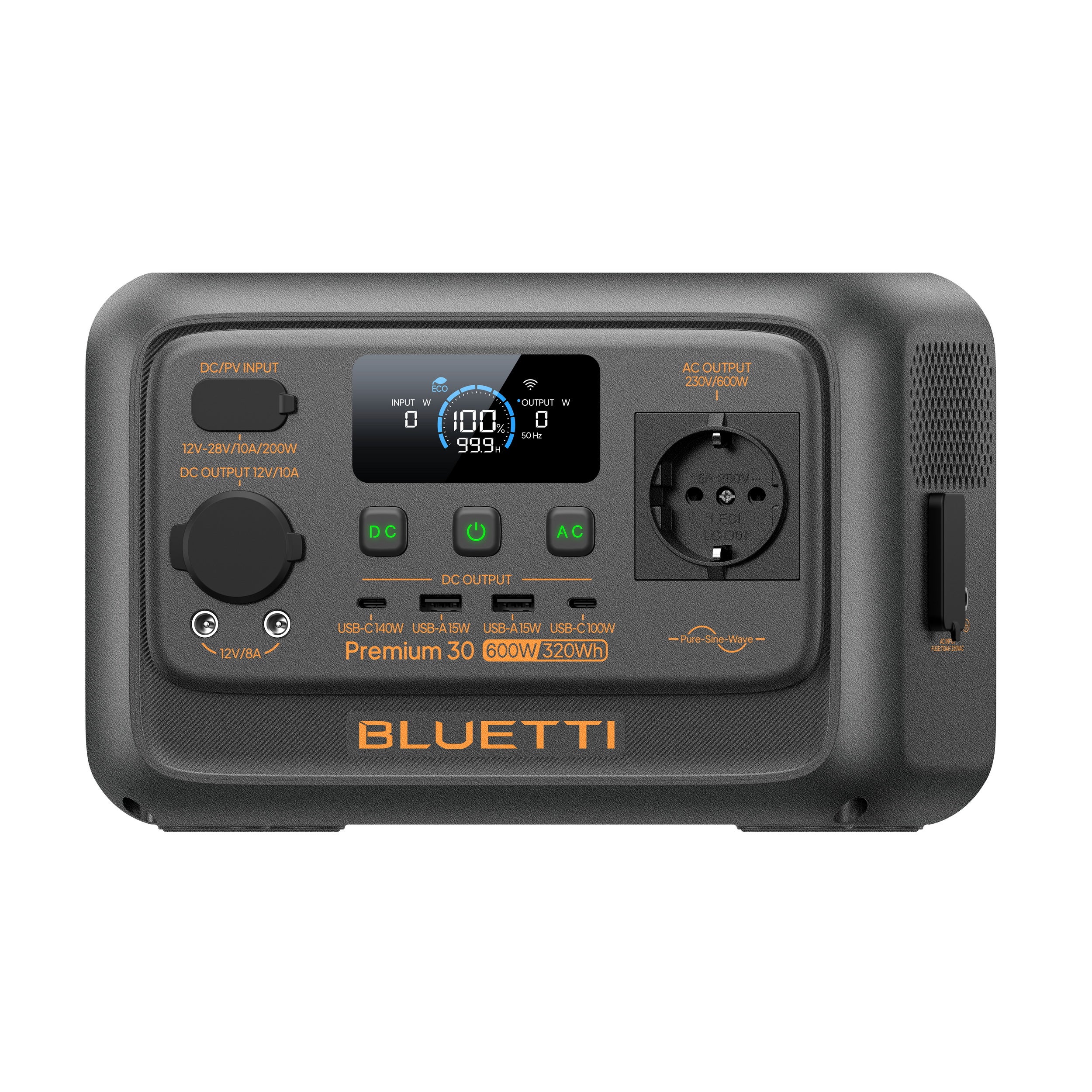 BLUETTI Premium 30 V2 Estação de Energia Portátil - 320Wh, Saída AC 1x600W (1200W Máx) - 5