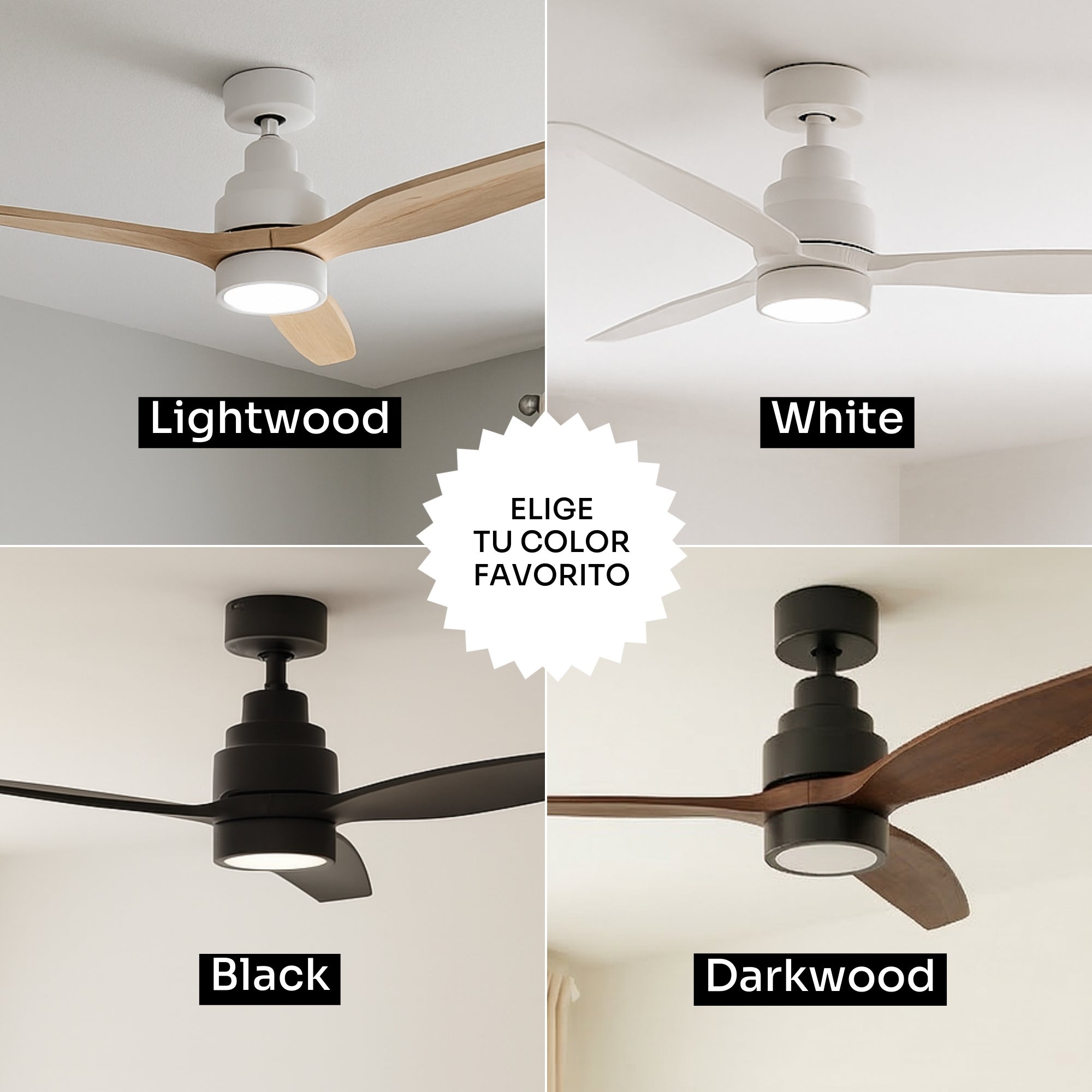 Mellerware - Ventilateur de plafond Brizy Bright | 40W | 6 vitesses | Ultra silencieux | 3 pales Ø132 cm | Fonction été/hiver | LED | Darkwood - 8