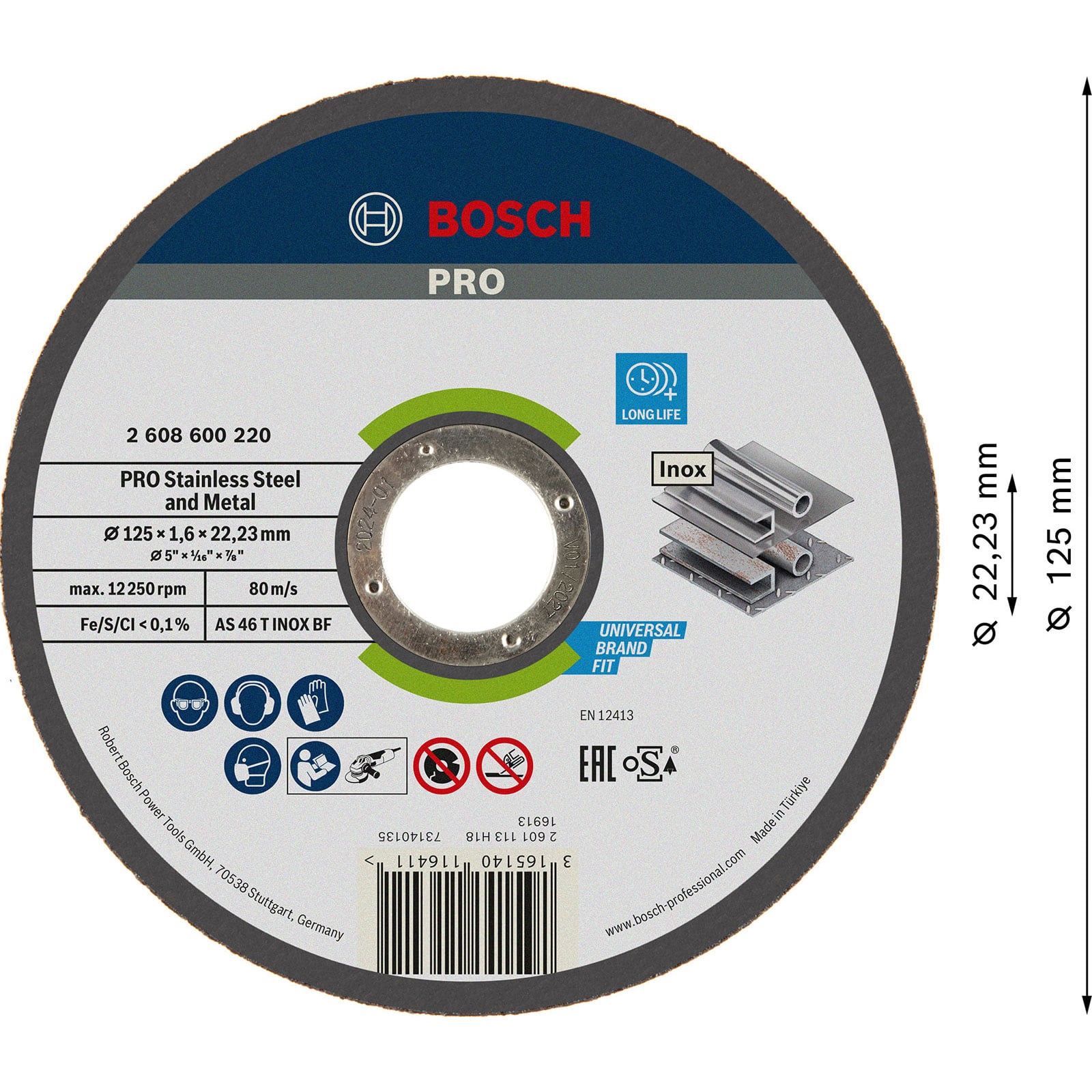 Disque à tronçonner à moyeu plat - BOSCH - 125 x 1,6 x 22,2 mm - 4