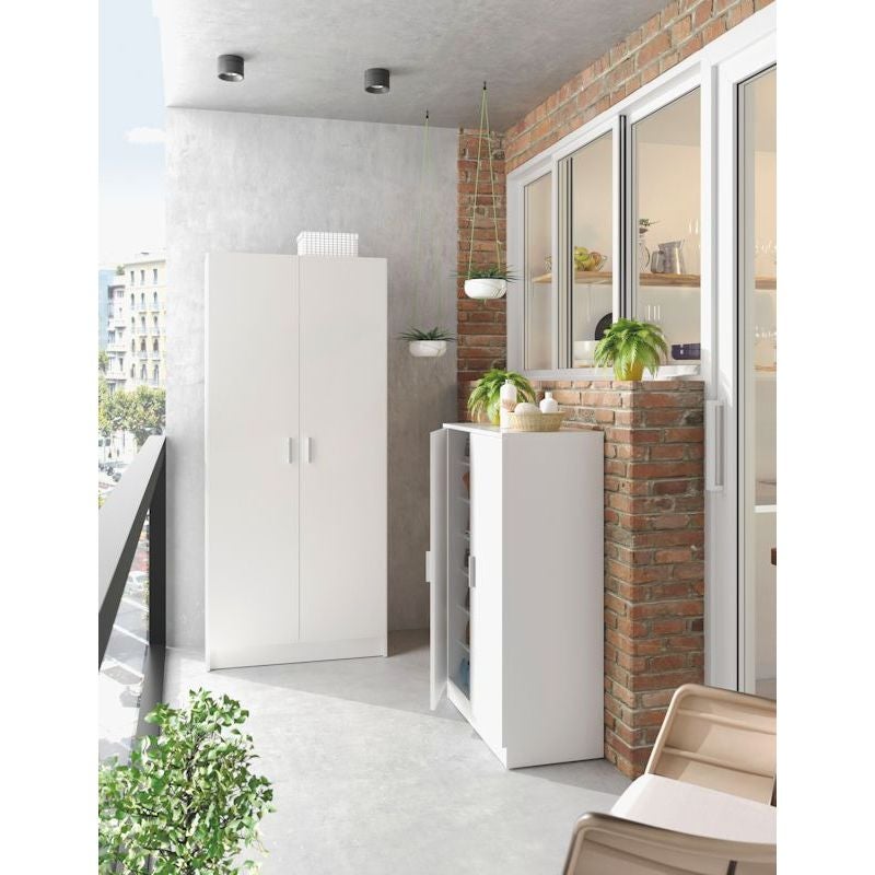 Armoire de rangement REMI 2 portes L73cm x H180cm - Blanc - 2