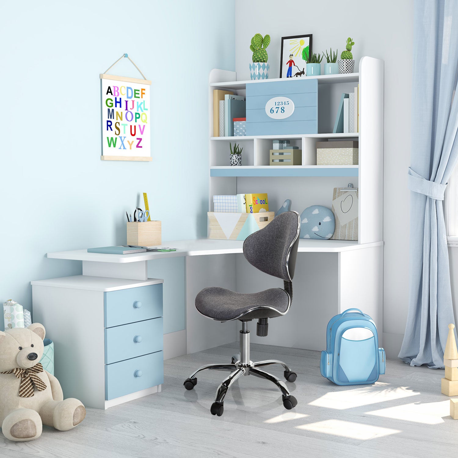 Sedia per bambini / Sedia da scrivania per bambini KIDDY GTI-3 Tessuto Grigio hjh OFFICE - 4