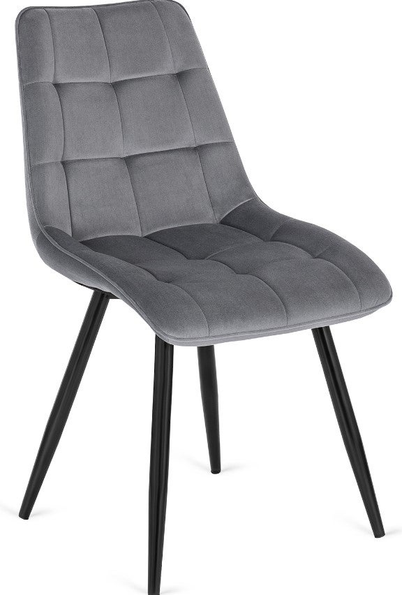 Krzesło Tapicerowane Welurowe Do Salonu Jadalni Loft Velvet Szare RIO