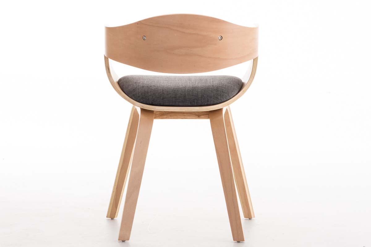 Chaise de bureau sans roulettes visiteur en tissu et bois design retro et confort maximal naturel et gris clair BUR10542 - 4