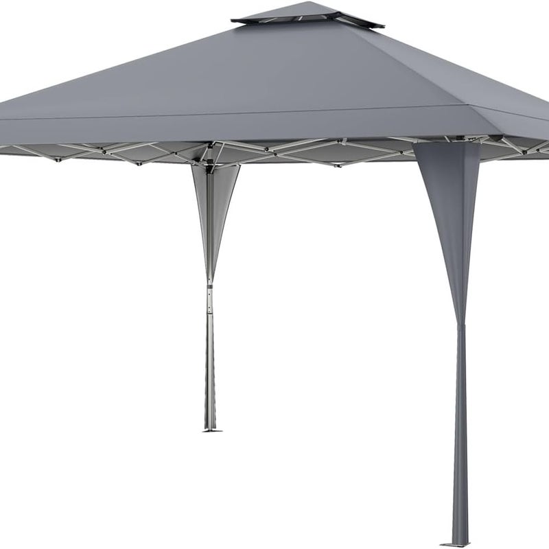 Namiot Pawilonowy o Wymiarach 3 m, z Przezroczystą Moskitierą z Czterech Stron, Małym Okienkiem w Dachu (3,9 x 3,9 m – Szary | bez Baldachimu)