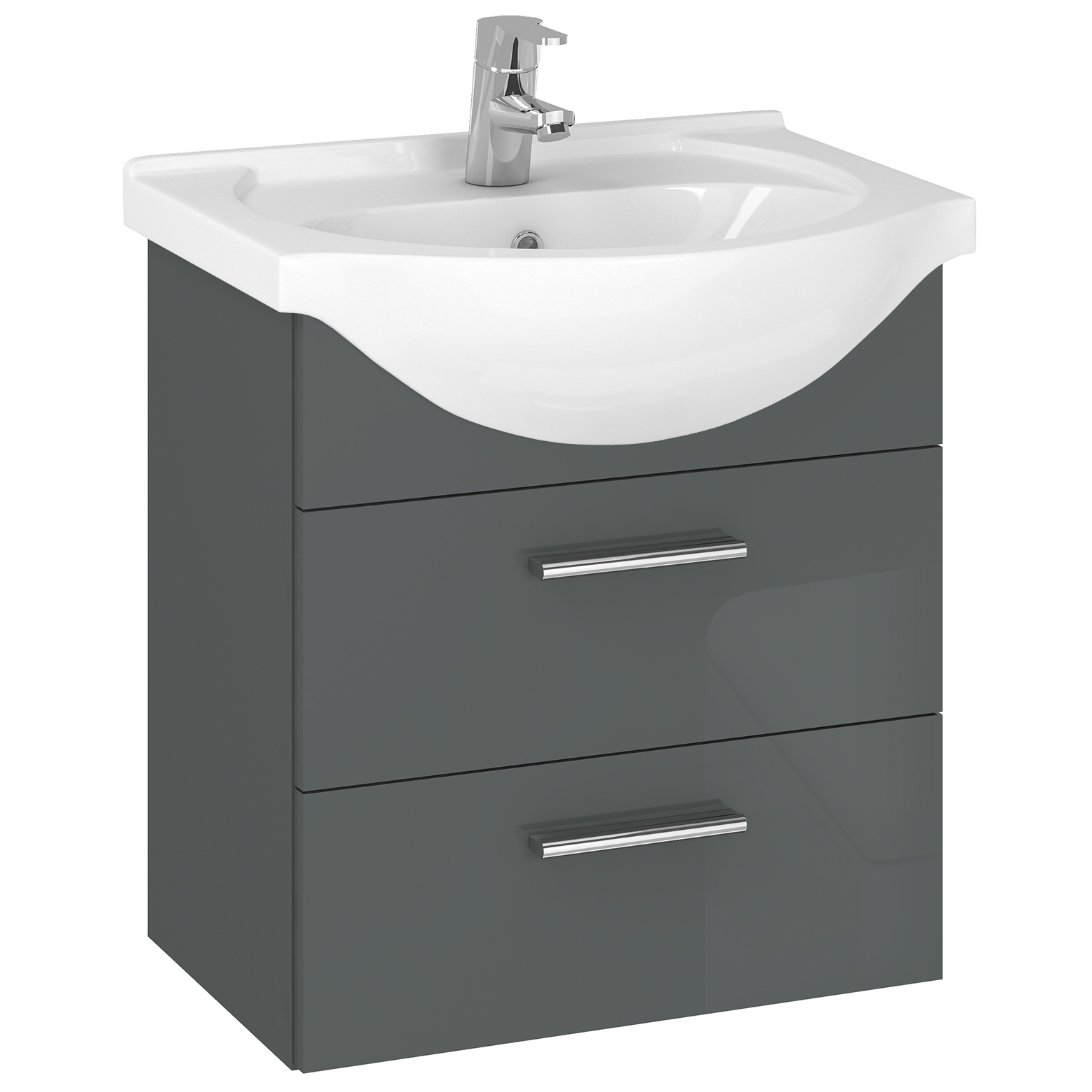 Szafka łazienkowa pod umywalkę z umywalką wisząca antracyt połysk 50 cm