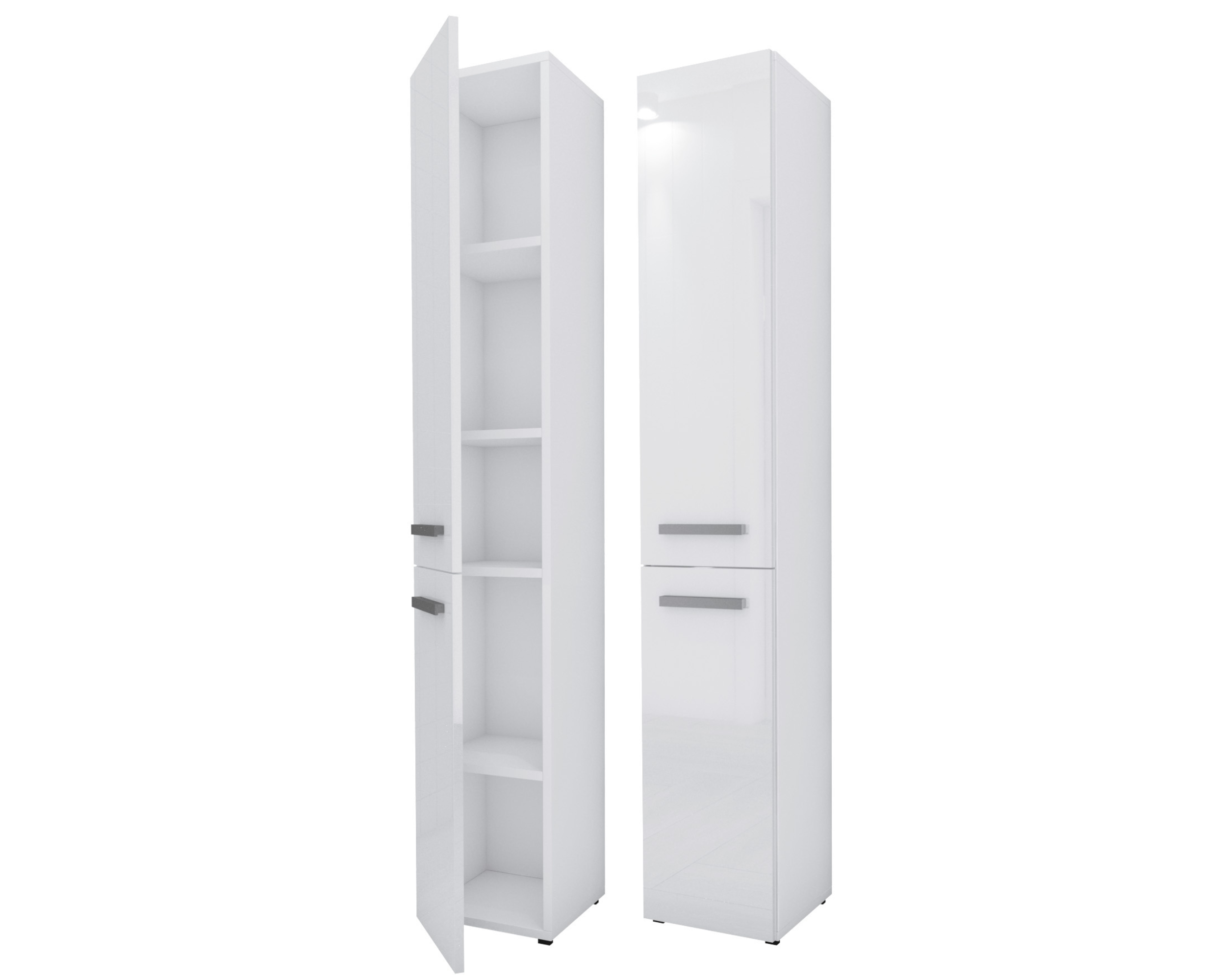 Meuble De Salle De Bain, Blanc Mat / Blanc Brillant, 30 x 174 x 30 cm