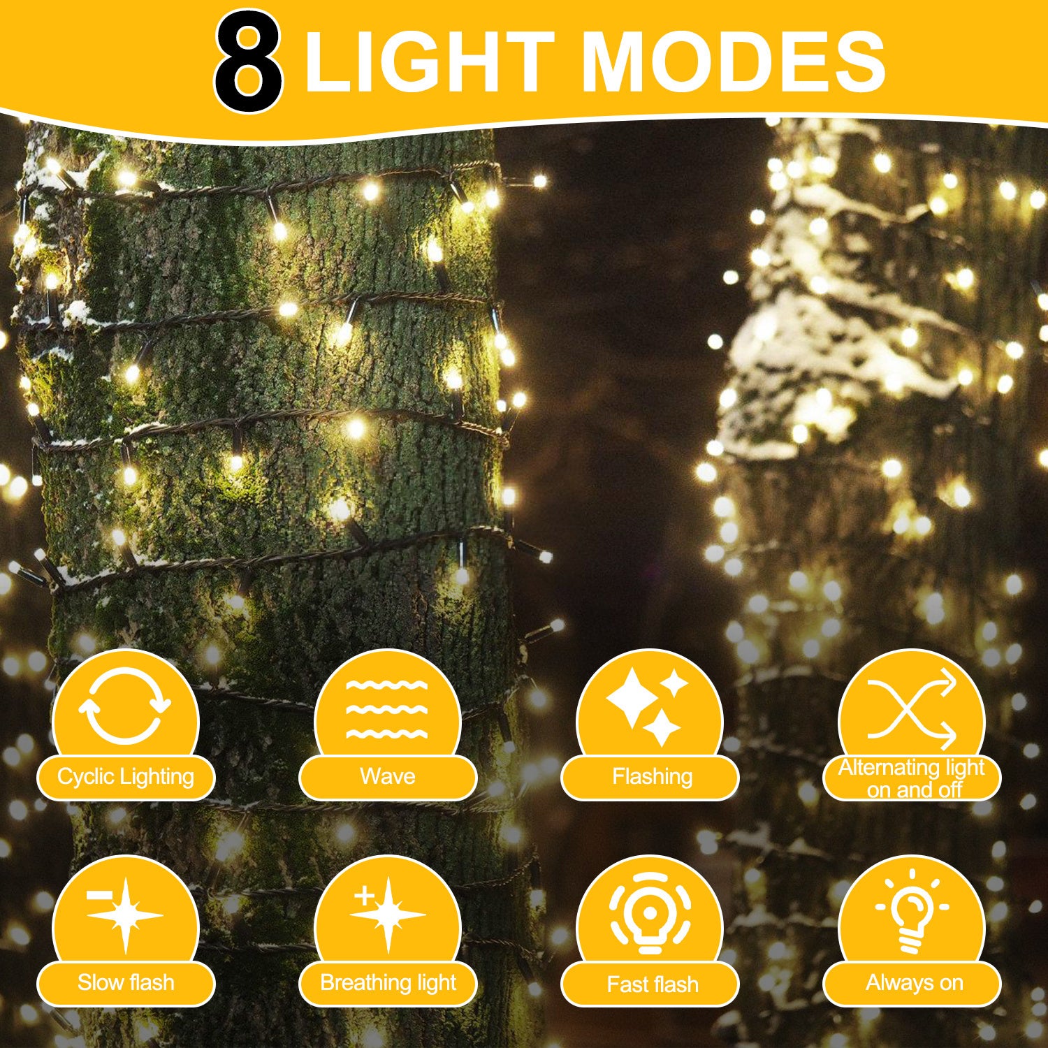 Ghirlanda luminosa a LED solare 800 LED 80 m IP44 8 modalità Matrimonio Esterno Interno Giardino Illuminazione interna natalizie Bianco caldo - 5