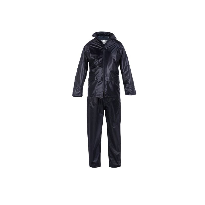 Combinaison De Pluie Imperméable Taille XXL - Noir - Protection Vent Et Pluie - Poche Document