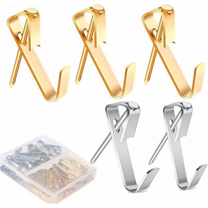 Haczyki do obrazów, 80 sztuk. Haczyki do obrazów, wieszaki ścienne i wieszaki do ramek na zdjęcia. (Złoto - 40/Srebro - 40*1)