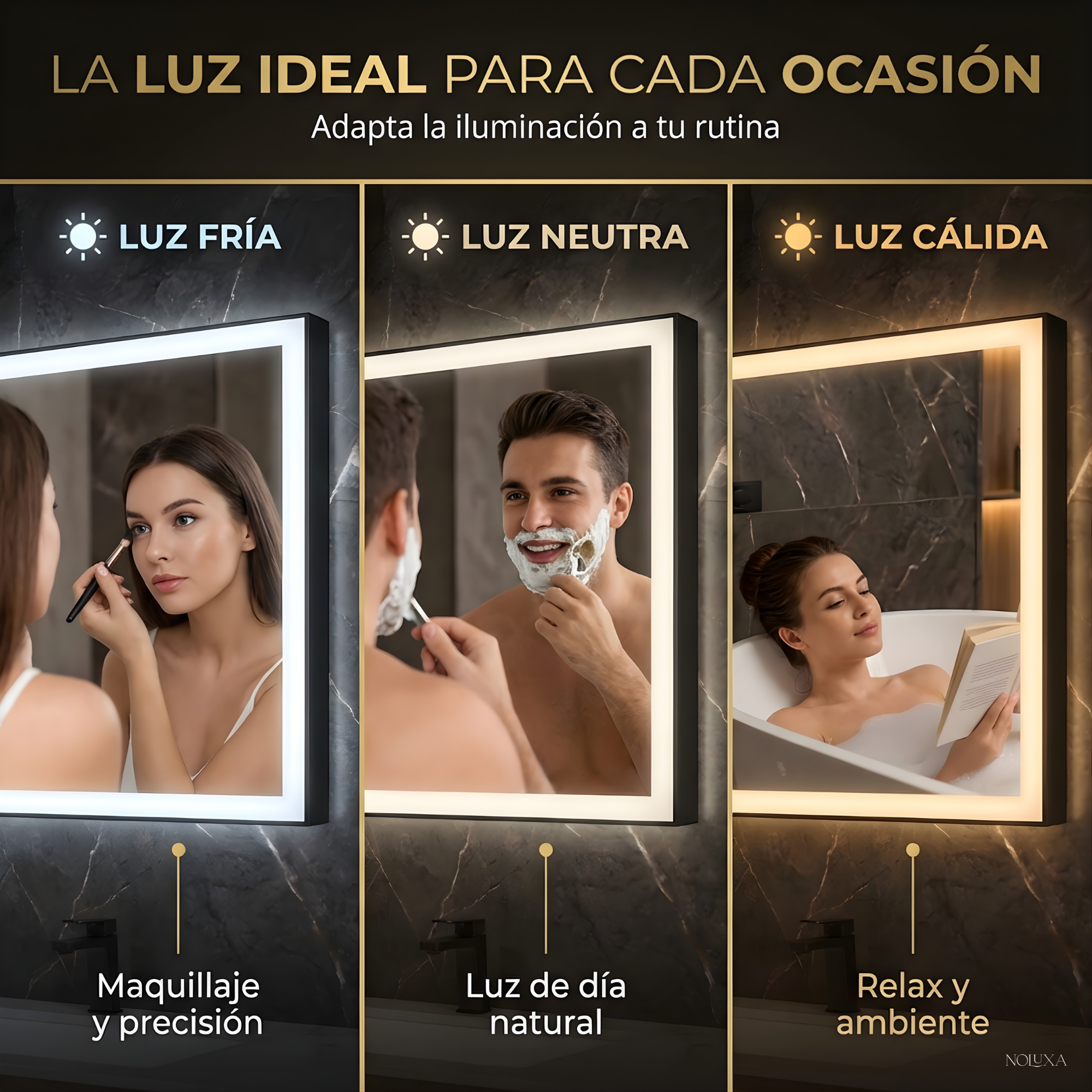 LEDIMEX - Miroir de salle de bain avec lumière | Grand miroir de salle de bain | Miroir anti-buée LED | Miroir mural carré 70x80cm - 2