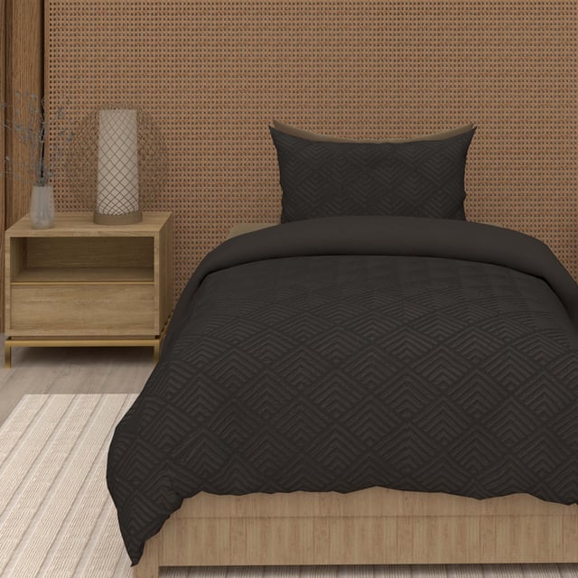 Parure housse de couette 3D microfibre 140x200 cm GAIA noir, par Soleil d'Ocre