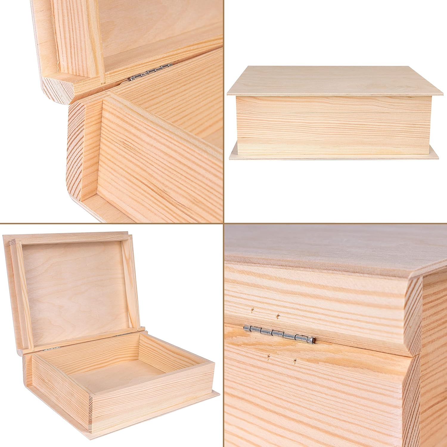 Creative Deco Boite de Rangement Boîte de Livre en Bois | 24 x 19 x 7,5cm | Decoration de Bibliotheque | Non-Peint | Coffre Caisse | Coffret Souvenirs - 6