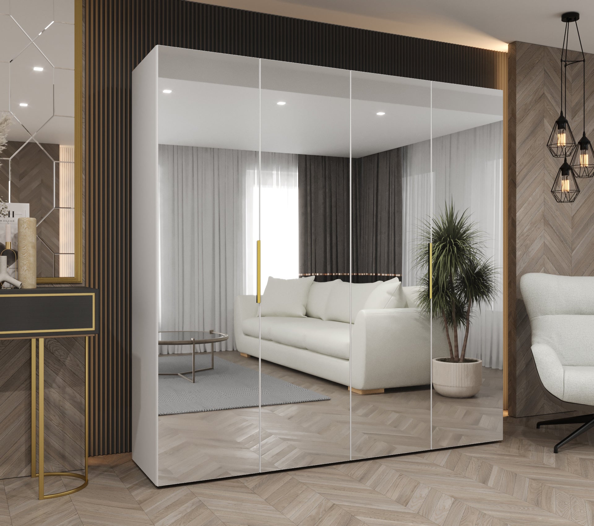 Szafa uchylna otwierana Marbella 3 200 x 52 x 202 cm biały + u. złoty Abiks Meble - 2